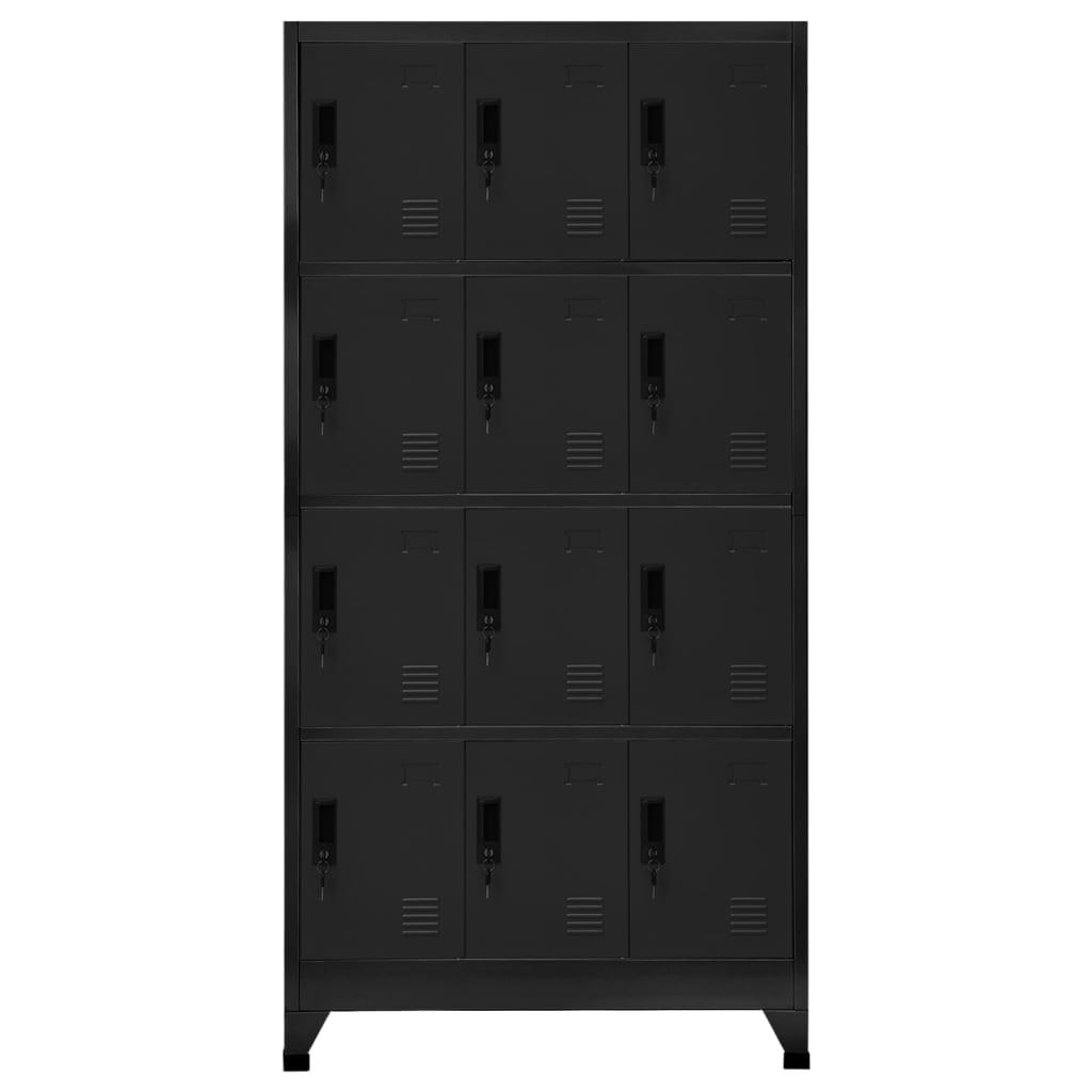 vidaXL Locker Cabinet Black 35.4"x17.7"x70.9" Steel-0