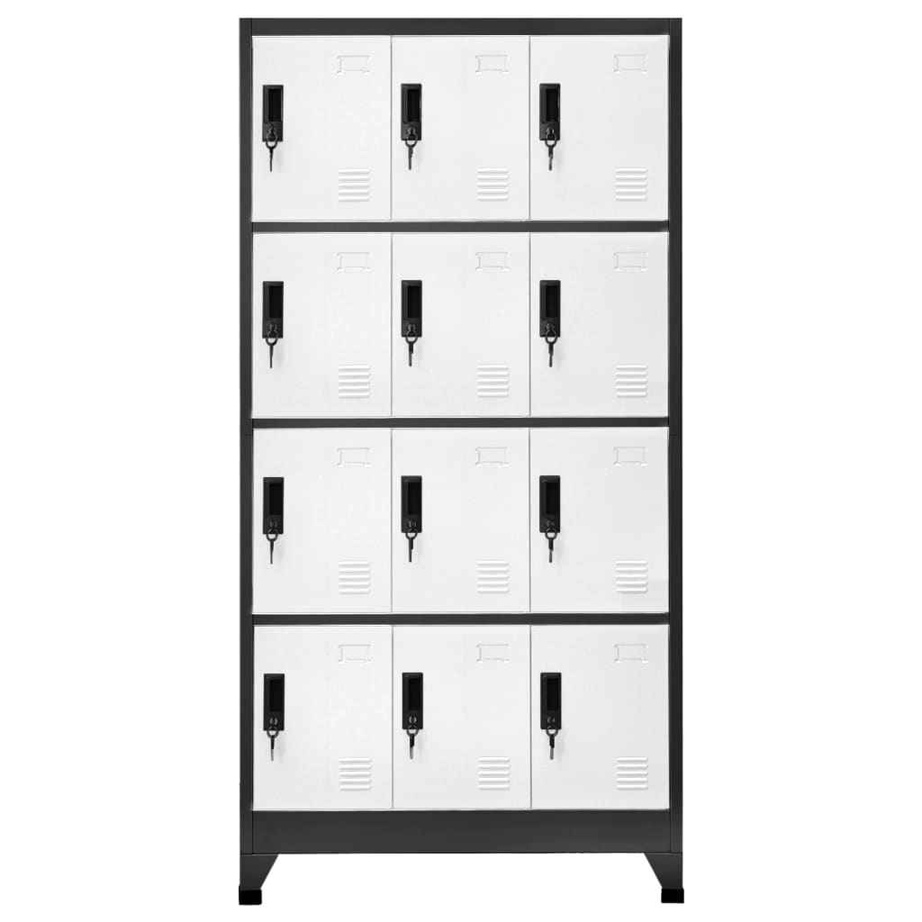 vidaXL Locker Cabinet Anthracite and White 35.4"x17.7"x70.9" Steel-0