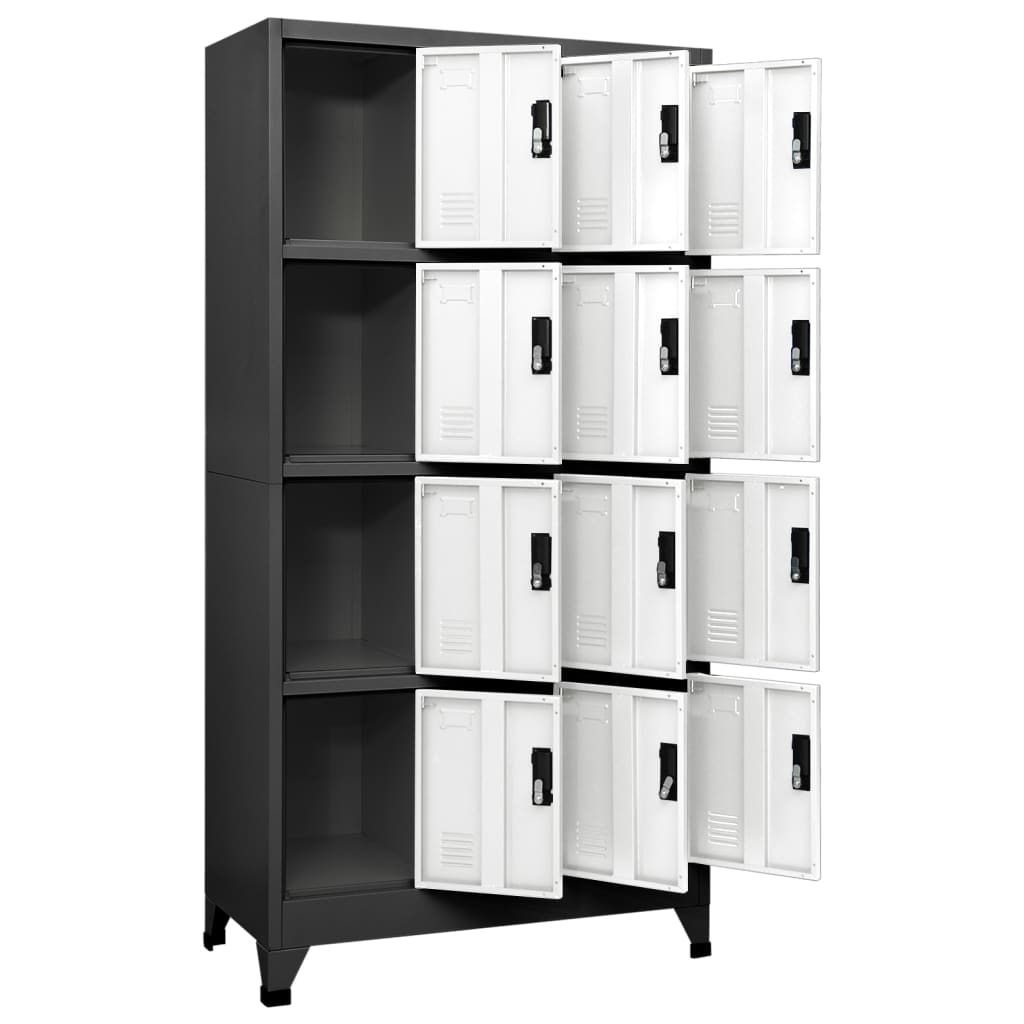 vidaXL Locker Cabinet Anthracite and White 35.4"x17.7"x70.9" Steel-1