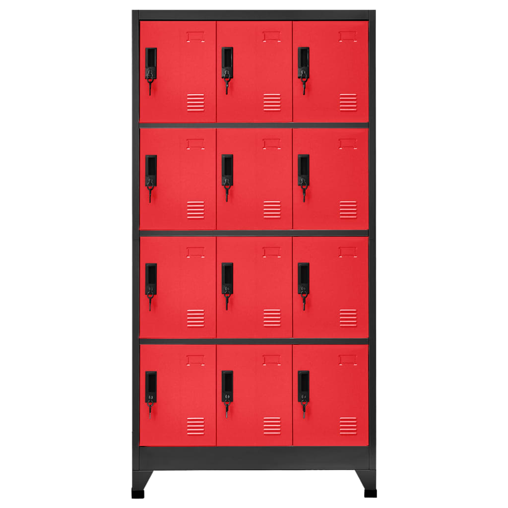 vidaXL Locker Cabinet Anthracite and Red 35.4"x17.7"x70.9" Steel-0