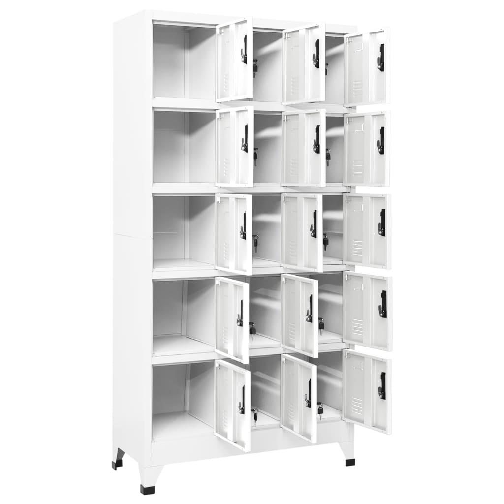 vidaXL Locker Cabinet White 35.4"x15.7"x70.9" Steel-0