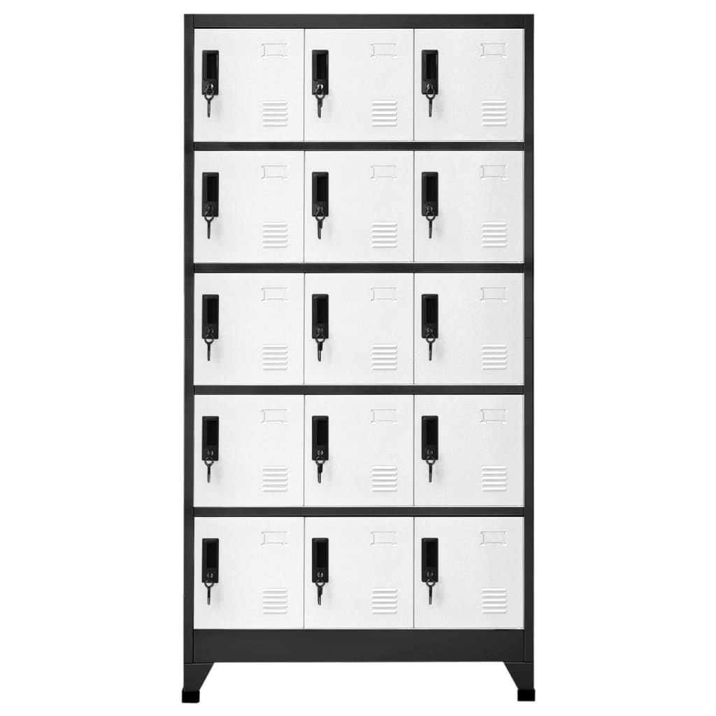 vidaXL Locker Cabinet Anthracite and White 35.4"x15.7"x70.9" Steel-0