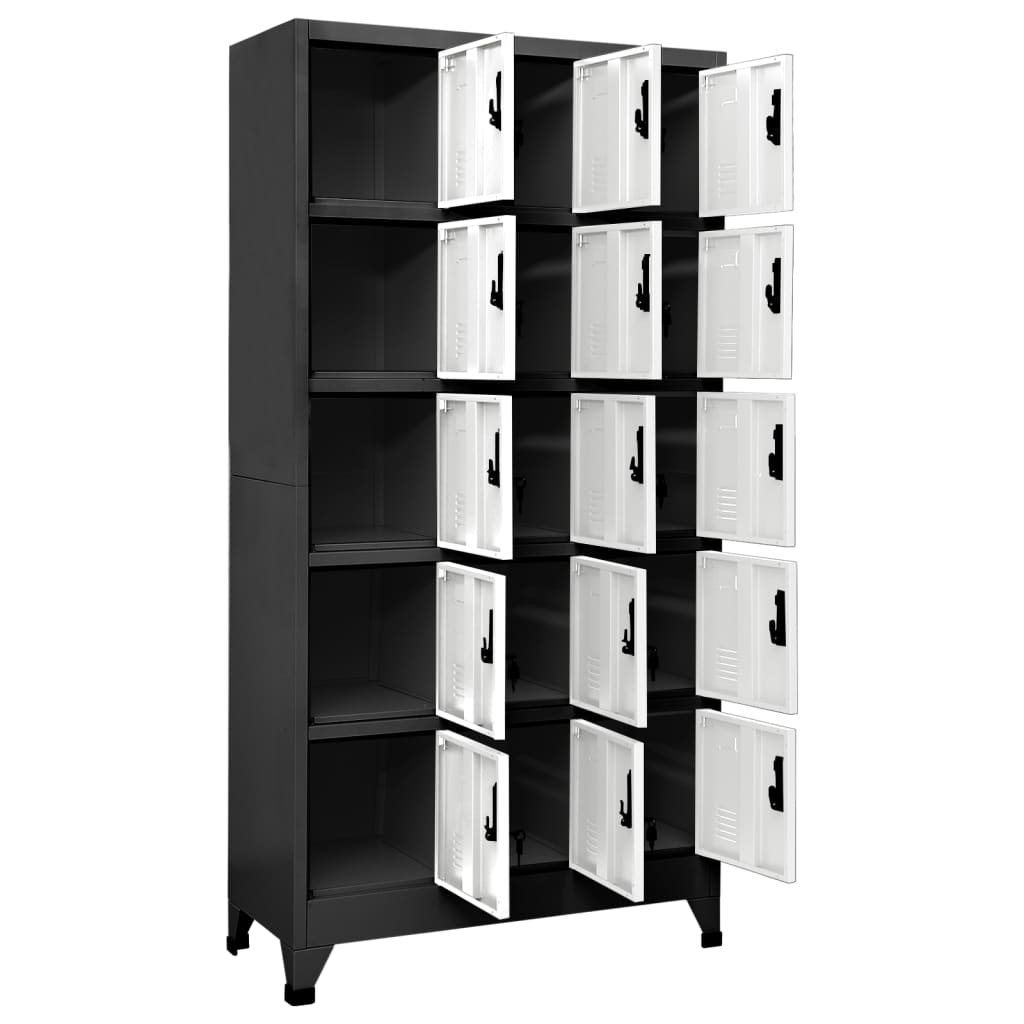 vidaXL Locker Cabinet Anthracite and White 35.4"x15.7"x70.9" Steel-1