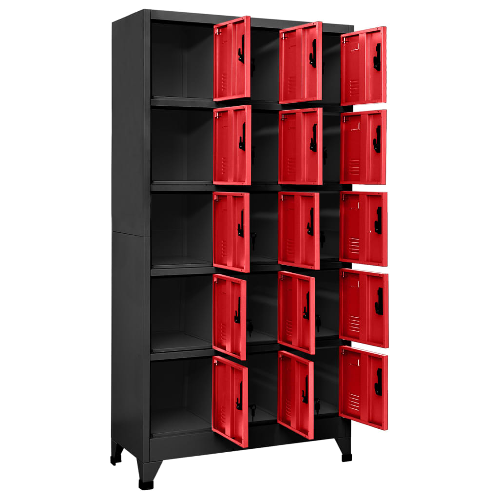 vidaXL Locker Cabinet Anthracite and Red 35.4"x15.7"x70.9" Steel-1