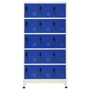 vidaXL Locker Cabinet Gray and Blue 35.4"x15.7"x70.9" Steel-0