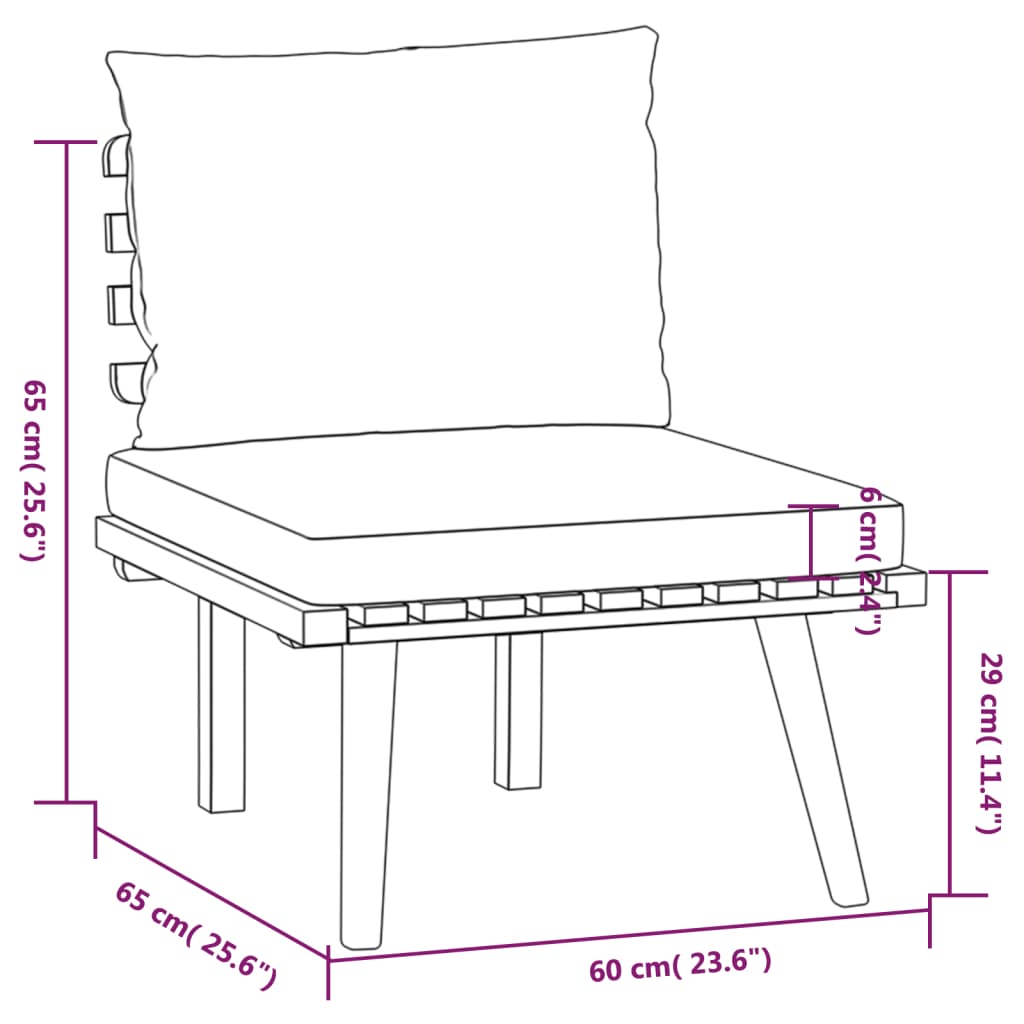 vidaXL 5 Piece Patio Lounge Set with Cushions Solid Acacia Wood-3