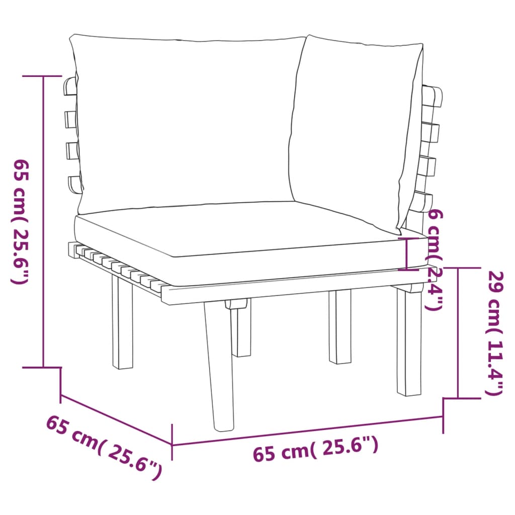 vidaXL 5 Piece Patio Lounge Set with Cushions Solid Acacia Wood-4