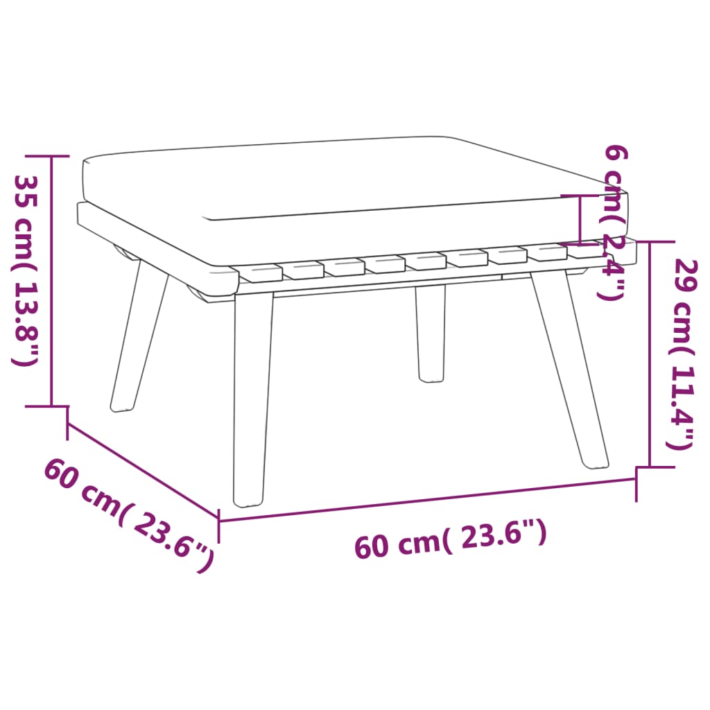 vidaXL 5 Piece Patio Lounge Set with Cushions Solid Acacia Wood-5