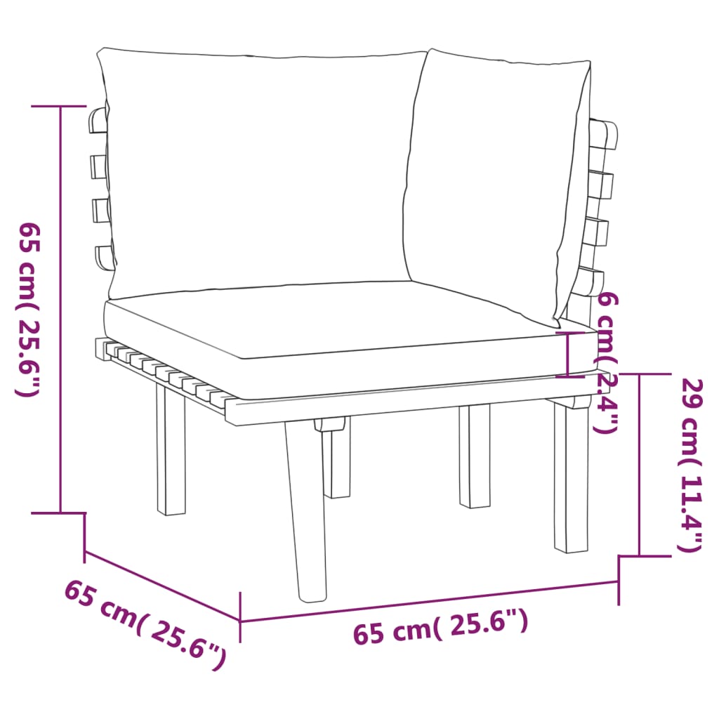 vidaXL 6 Piece Patio Lounge Set with Cushions Solid Acacia Wood-4