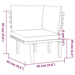 vidaXL 6 Piece Patio Lounge Set with Cushions Solid Acacia Wood-4