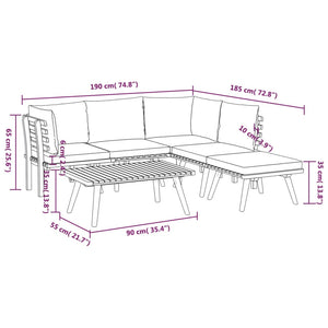 vidaXL 6 Piece Patio Lounge Set with Cushions Solid Acacia Wood-6