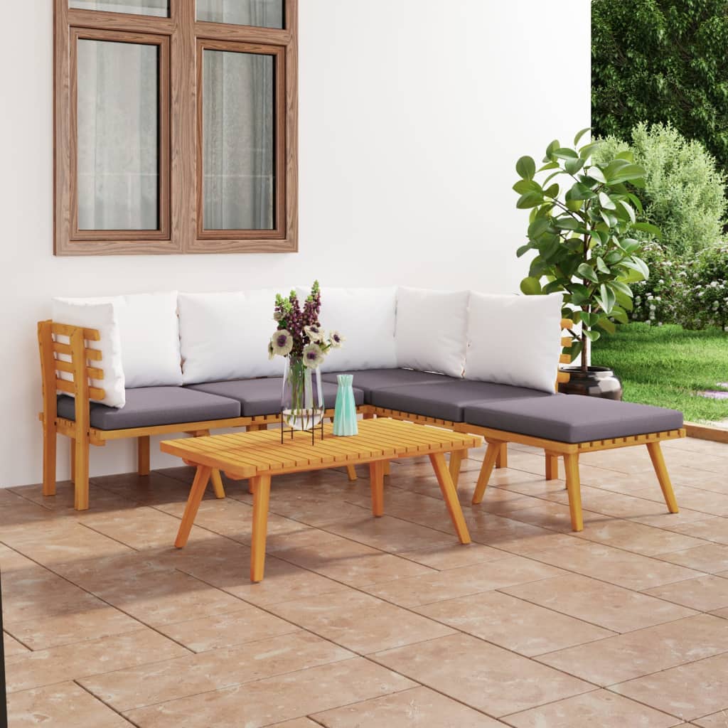 vidaXL 6 Piece Patio Lounge Set with Cushions Solid Acacia Wood-0