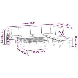 vidaXL 7 Piece Patio Lounge Set with Cushions Solid Acacia Wood-6