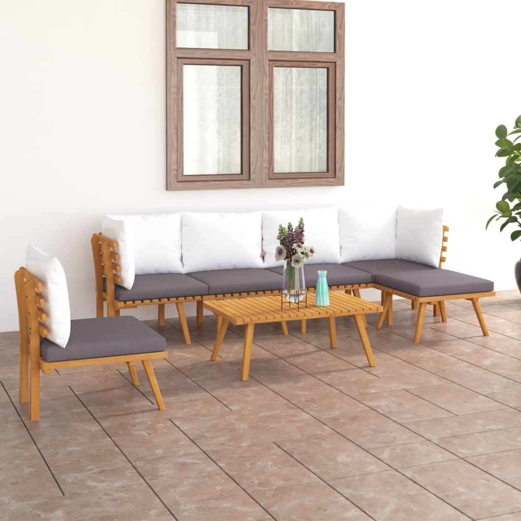 vidaXL 7 Piece Patio Lounge Set with Cushions Solid Acacia Wood-0