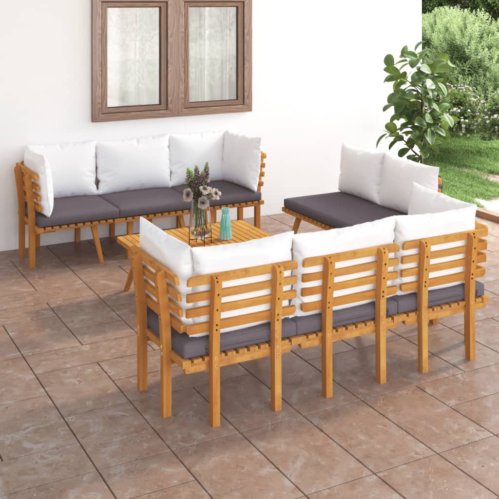 vidaXL 8 Piece Patio Lounge Set with Cushions Solid Acacia Wood-0