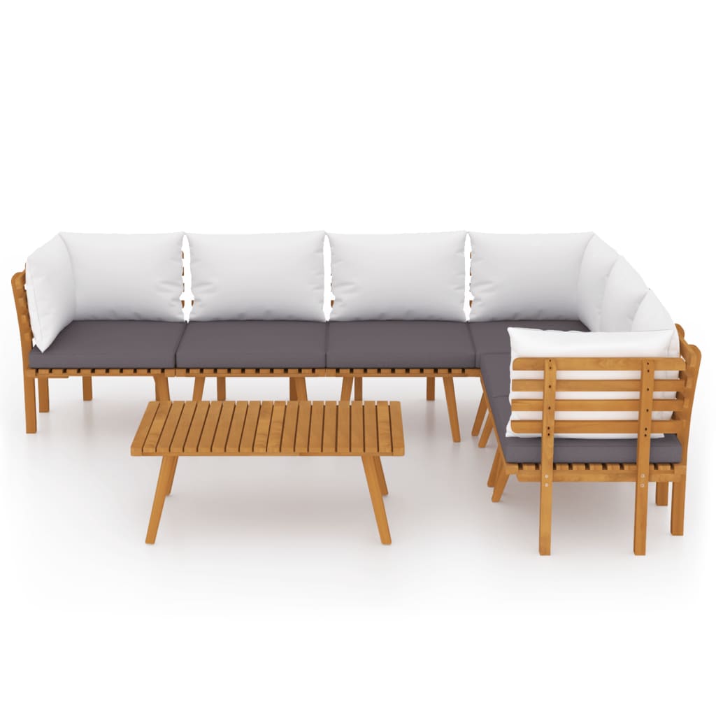 vidaXL 7 Piece Patio Lounge Set with Cushions Solid Acacia Wood-1