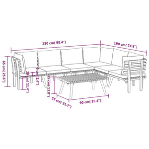 vidaXL 7 Piece Patio Lounge Set with Cushions Solid Acacia Wood-7