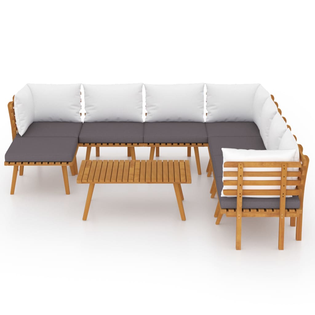 vidaXL 9 Piece Patio Lounge Set with Cushions Solid Acacia Wood-1