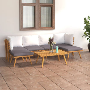 vidaXL 7 Piece Patio Lounge Set with Cushions Solid Acacia Wood-0