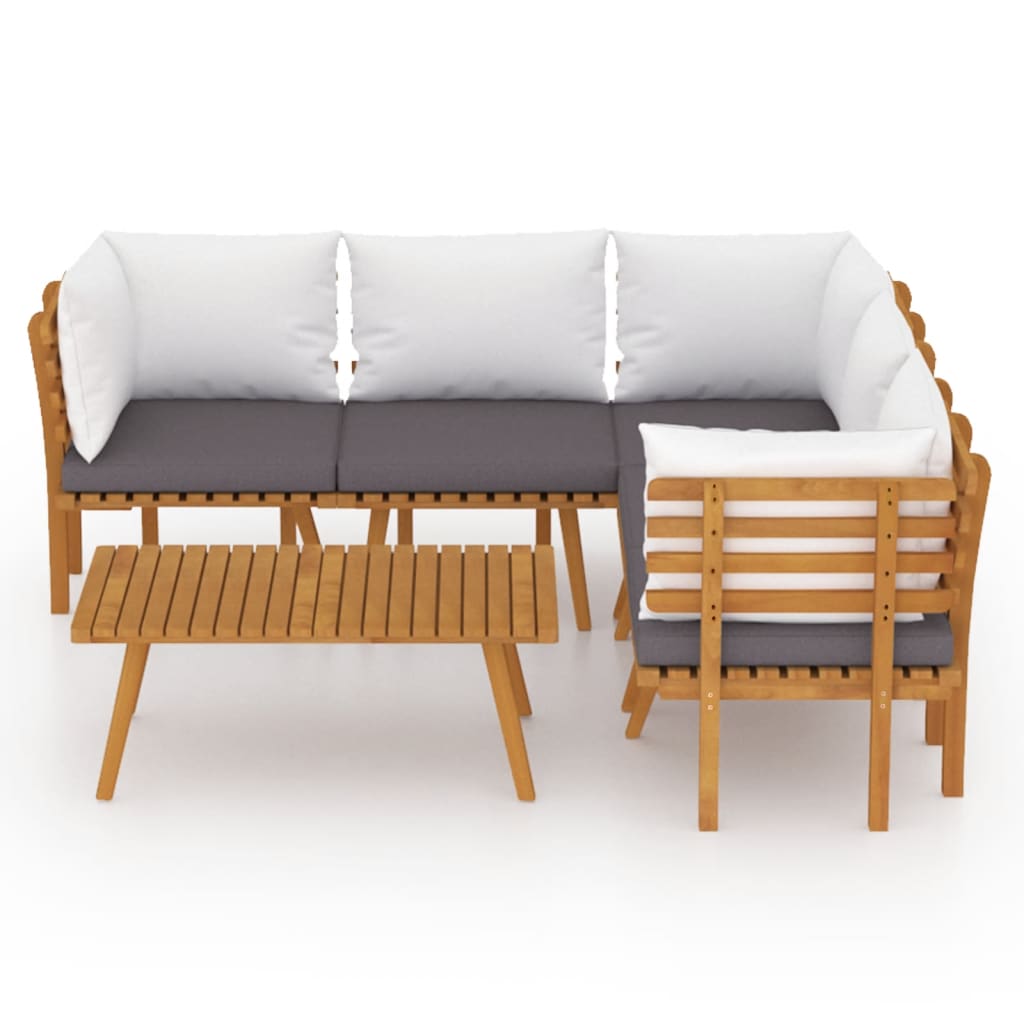 vidaXL 6 Piece Patio Lounge Set with Cushions Solid Acacia Wood-1