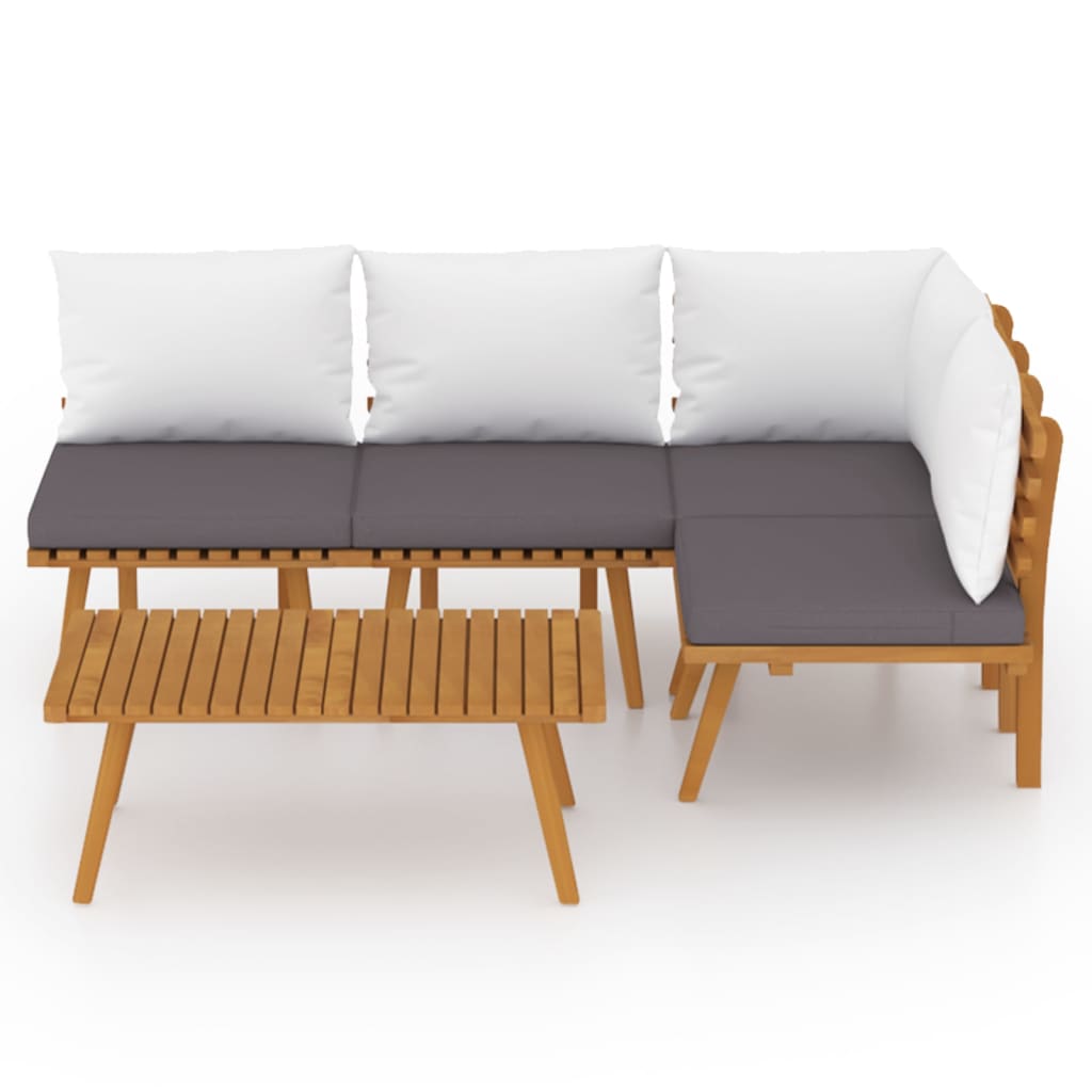 vidaXL 5 Piece Patio Lounge Set with Cushions Solid Acacia Wood-1