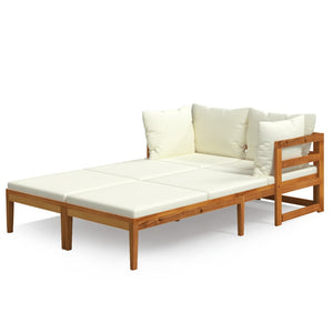 vidaXL Sun Loungers with Cream White Cushions 2 pcs Acacia Wood-0