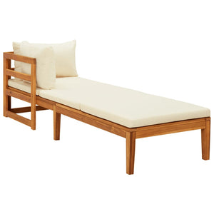 vidaXL Sun Loungers with Cream White Cushions 2 pcs Acacia Wood-2