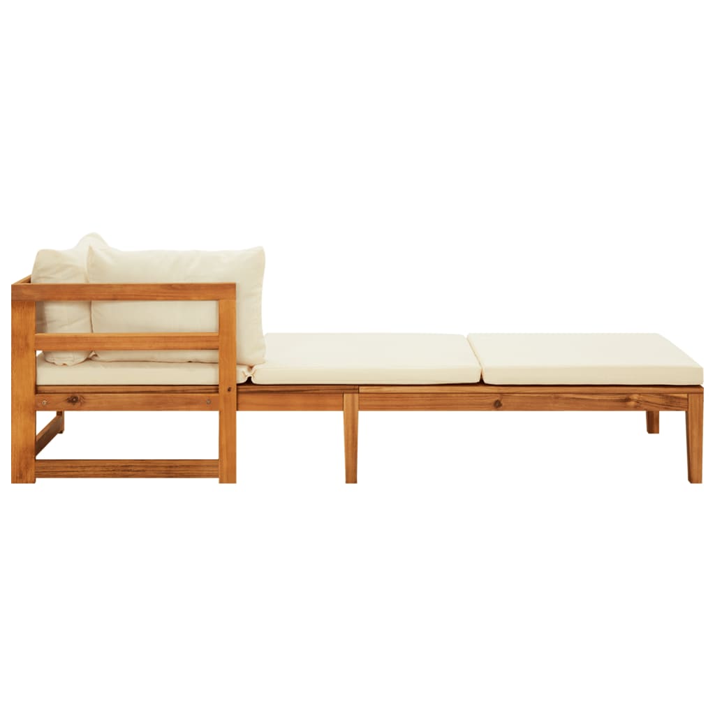 vidaXL Sun Loungers with Cream White Cushions 2 pcs Acacia Wood-3