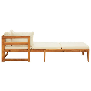 vidaXL Sun Loungers with Cream White Cushions 2 pcs Acacia Wood-3