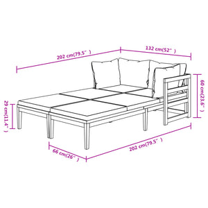 vidaXL Sun Loungers with Cream White Cushions 2 pcs Acacia Wood-7