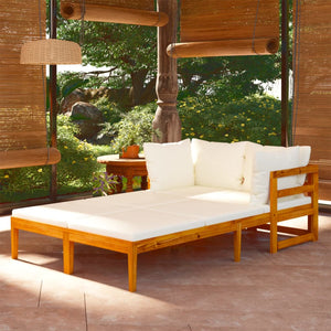 vidaXL Sun Loungers with Cream White Cushions 2 pcs Acacia Wood-1