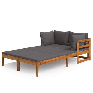 vidaXL Sun Loungers with Dark Gray Cushions 2 pcs Acacia Wood-0