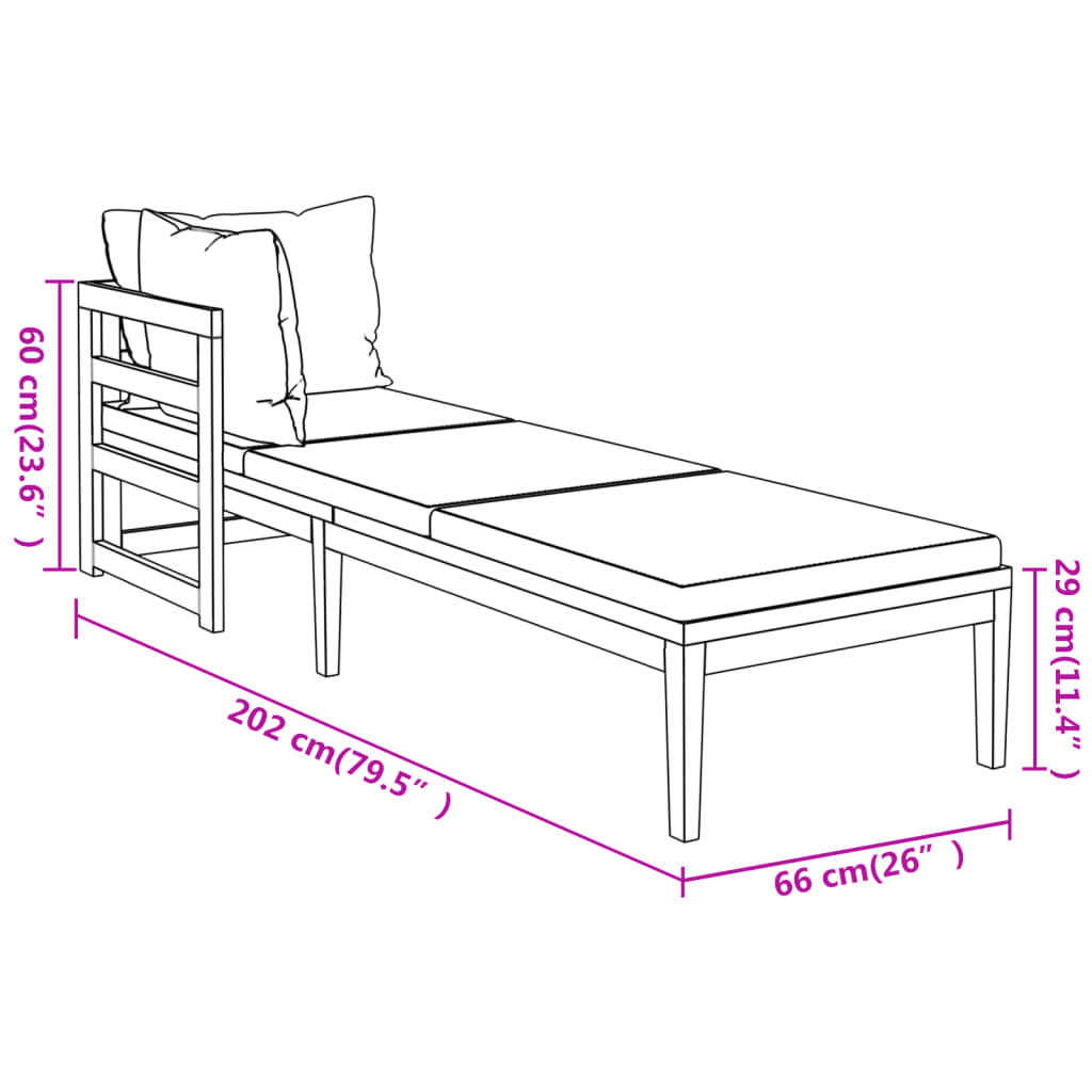 vidaXL Sun Loungers with Dark Gray Cushions 2 pcs Acacia Wood-6