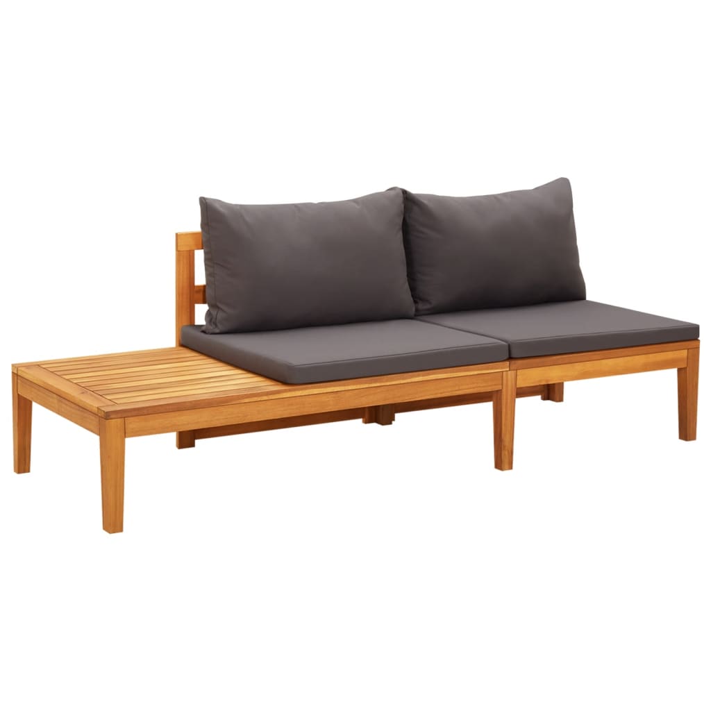 vidaXL Patio Benches with Dark Gray Cushions 2 pcs Acacia Wood-2