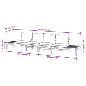 vidaXL Patio Benches with Dark Gray Cushions 2 pcs Acacia Wood-7