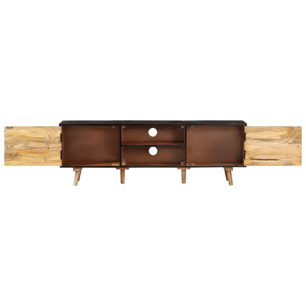 vidaXL TV Stand 55.1"x11.8"x18.1" Rough Mango Wood and Solid Wood Acacia-2