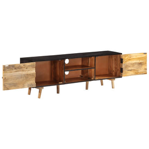 vidaXL TV Stand 55.1"x11.8"x18.1" Rough Mango Wood and Solid Wood Acacia-3