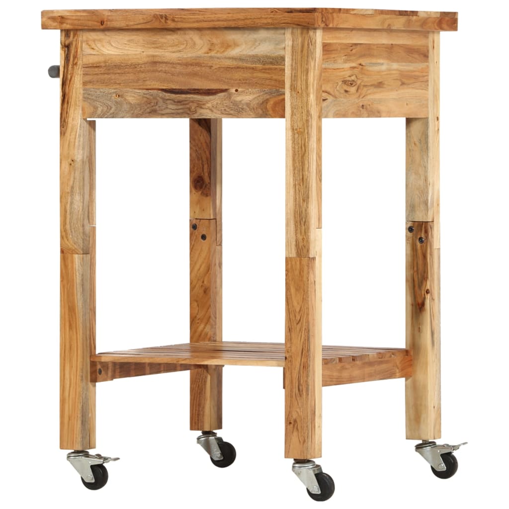 vidaXL Kitchen Trolley 22.8"x22.8"x35" Solid Wood Acacia-2