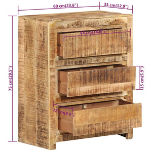 vidaXL Drawer Cabinet 23.6"x13"x29.5" Solid Wood Mango-6