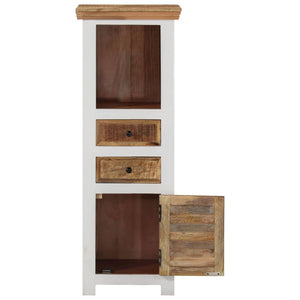 vidaXL Highboard Brown&White 15.7"x11.8"x43.3" Solid Wood Mango and Acacia-3