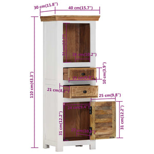 vidaXL Highboard Brown&White 15.7"x11.8"x43.3" Solid Wood Mango and Acacia-7