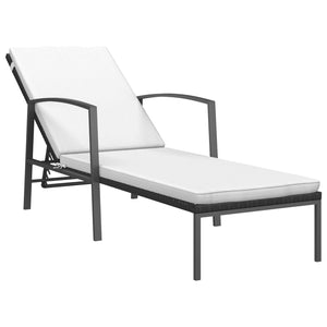 vidaXL Patio Lounge Chair Sunbed Outdoor Sunlounger with Cushion Poly Rattan-3