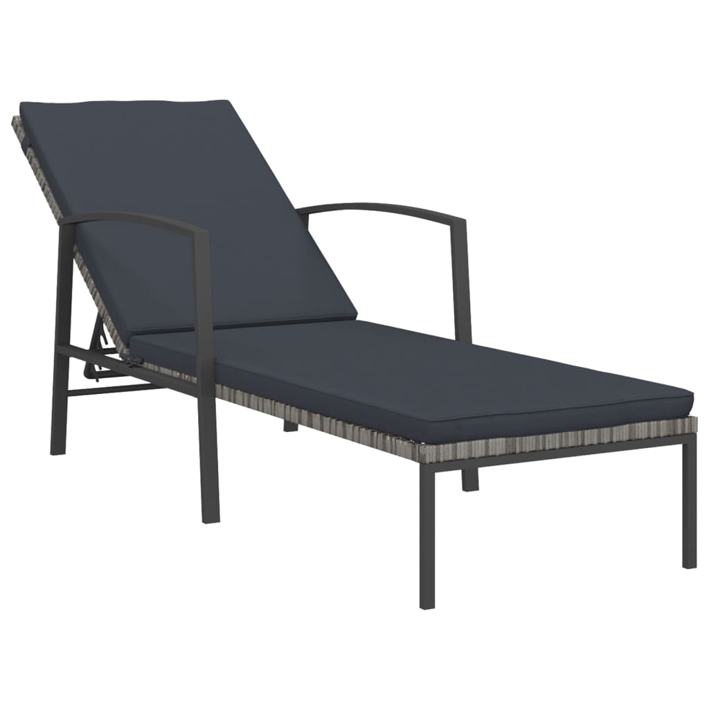 vidaXL Patio Lounge Chair Sunbed Outdoor Sunlounger with Cushion Poly Rattan-0