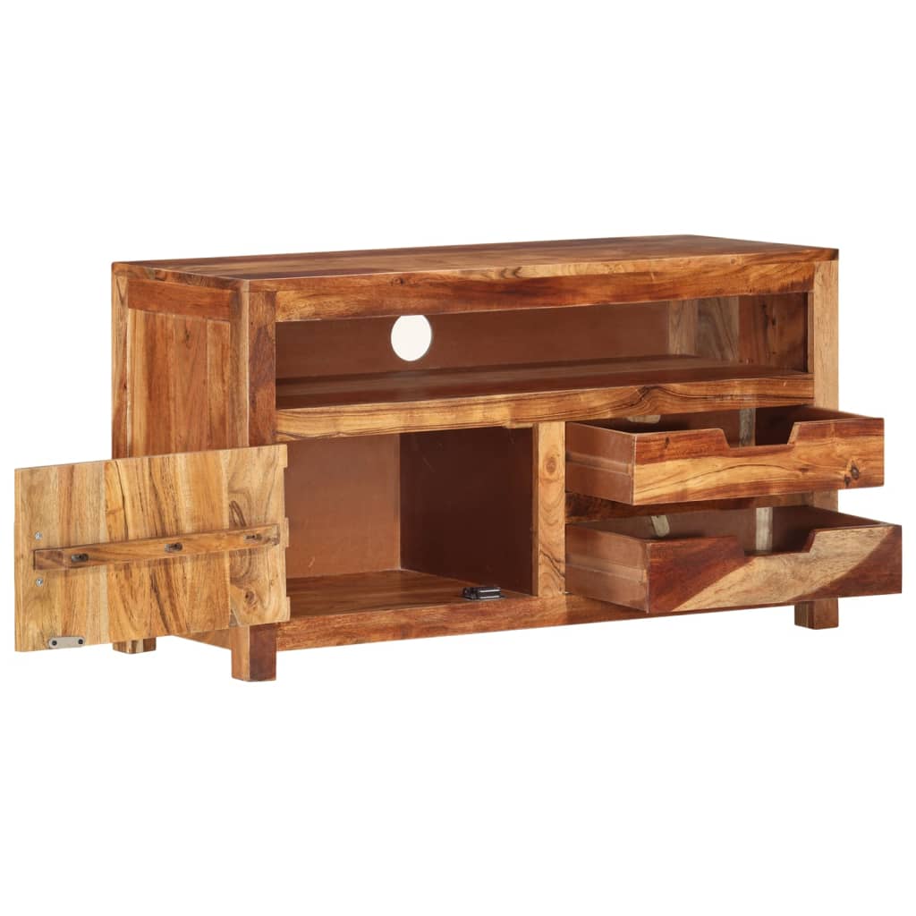 vidaXL TV Stand 35.4"x13.6"x19.7" Solid Wood Acacia-2