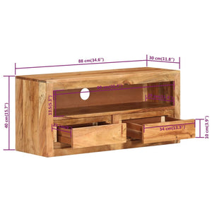 vidaXL TV Stand 34.6"x11.8"x15.7" Solid Wood Acacia-3