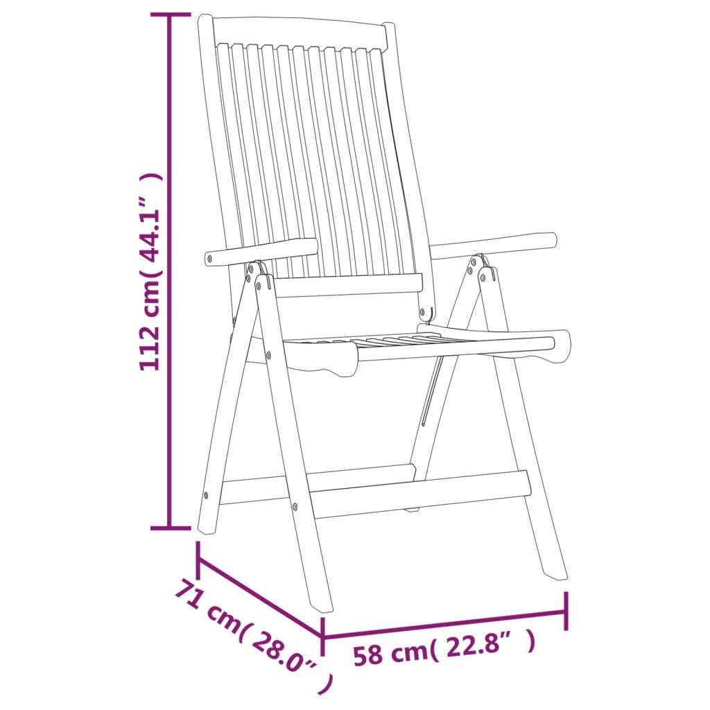 vidaXL Patio Folding Chairs Camping Garden Lawn Chair Solid Wood Eucalyptus-25