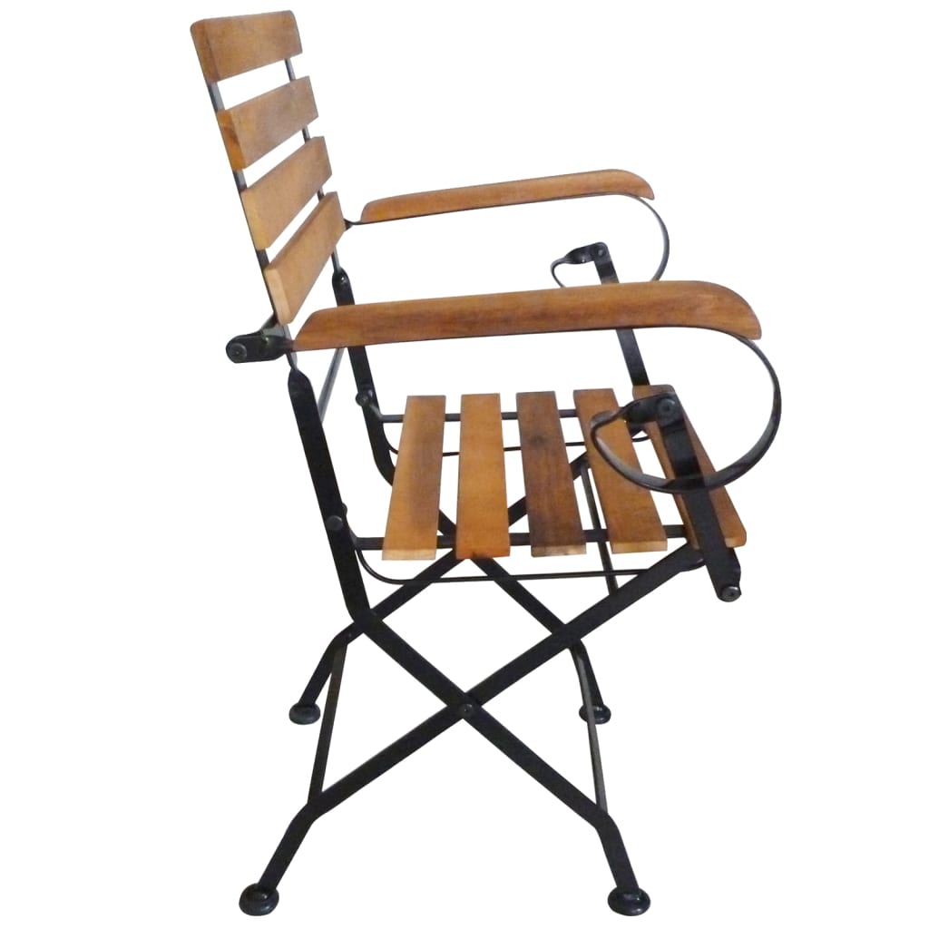 vidaXL Patio Folding Chairs 4 Pcs Bistro Chair Steel and Solid Wood Acacia-7