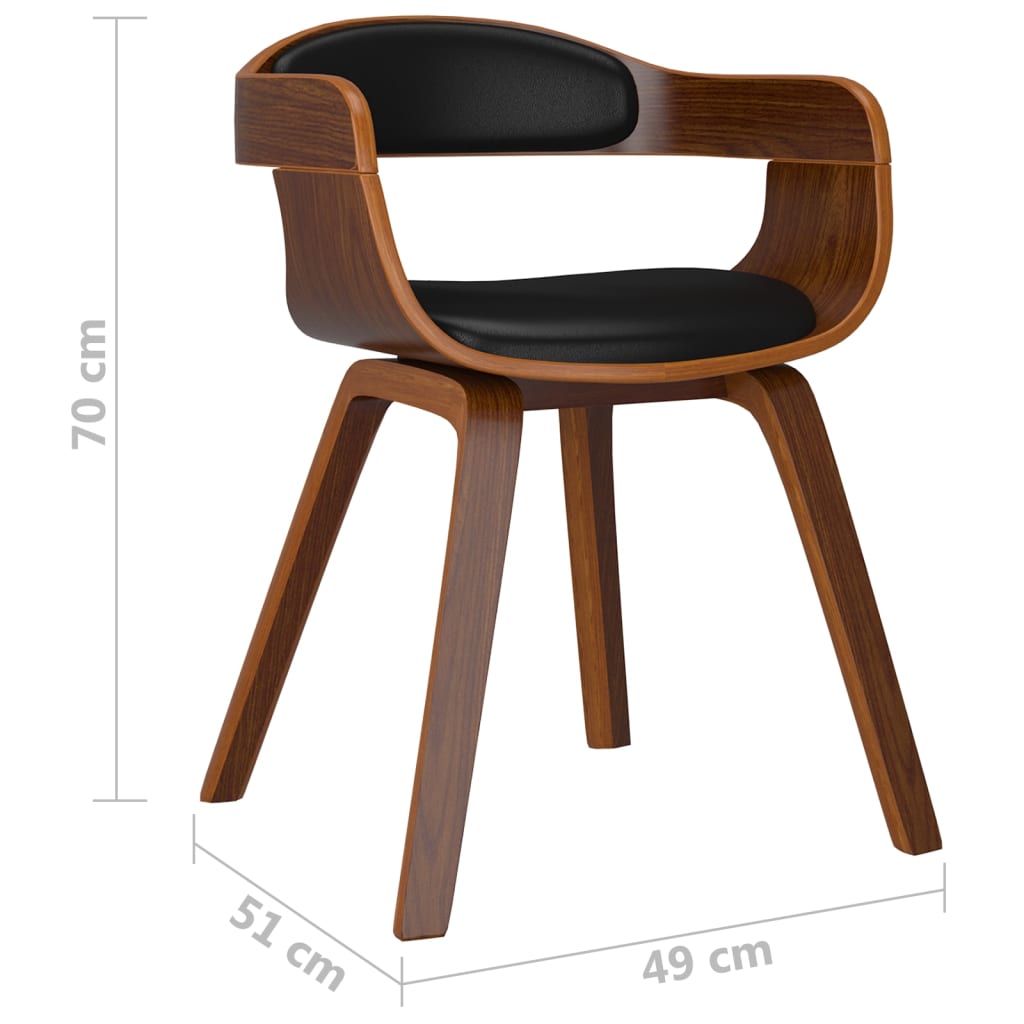 vidaXL Dining Chair Kitchen Chair with Armrests Bentwood and Faux Leather-4