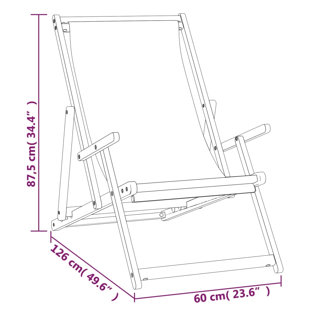 vidaXL Deck Chair Teak 22.1"x41.3"x37.8" Blue-36