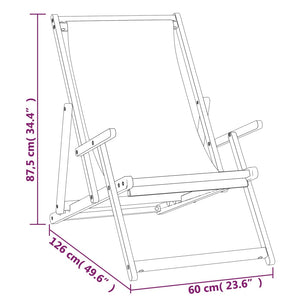 vidaXL Deck Chair Teak 22.1"x41.3"x37.8" Blue-36